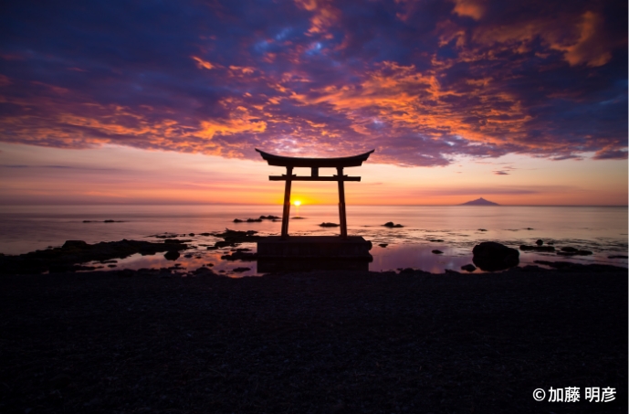 夕日の金比羅岬の写真