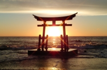 夕日の金比羅岬の写真
